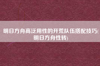 明日方舟高泛用性的开荒队伍搭配技巧(明日方舟性转)