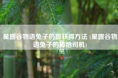 星露谷物语兔子的脚获得方法 (星露谷物语兔子的脚给司机)