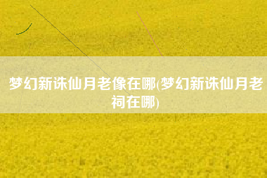 梦幻新诛仙月老像在哪(梦幻新诛仙月老祠在哪)