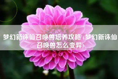 梦幻新诛仙召唤兽培养攻略 (梦幻新诛仙召唤兽怎么变异)