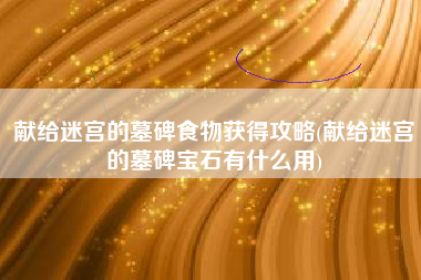 献给迷宫的墓碑食物获得攻略(献给迷宫的墓碑宝石有什么用)