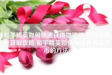 和平精英如何快速获得物资币 物资币快速获取攻略(和平精英如何快速获得服饰币的方法)