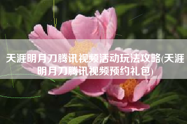 天涯明月刀腾讯视频活动玩法攻略(天涯明月刀腾讯视频预约礼包)