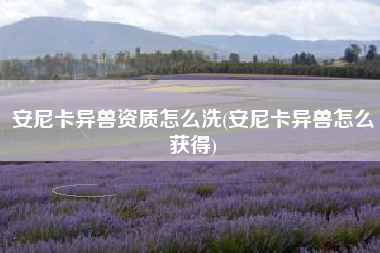 安尼卡异兽资质怎么洗(安尼卡异兽怎么获得)