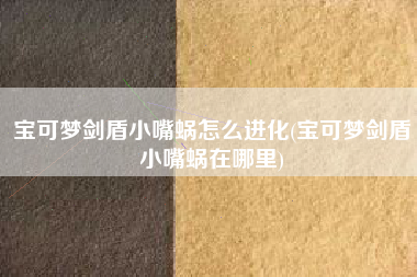 宝可梦剑盾小嘴蜗怎么进化(宝可梦剑盾小嘴蜗在哪里)