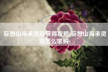 妄想山海承灵泪获得攻略(妄想山海承灵泪怎么求购)