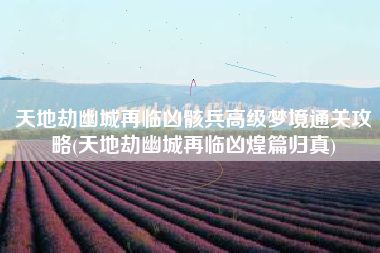 天地劫幽城再临凶骸兵高级梦境通关攻略(天地劫幽城再临凶煌篇归真)
