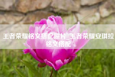 王者荣耀铭文搭配照片_王者荣耀安琪拉铭文搭配