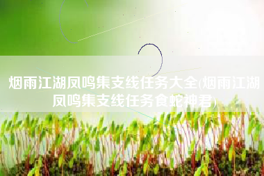 烟雨江湖凤鸣集支线任务大全(烟雨江湖凤鸣集支线任务食蛇神君)