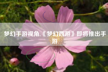 梦幻手游视角,《梦幻西游》即将推出手游