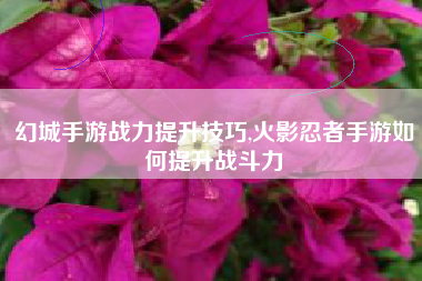 幻城手游战力提升技巧,火影忍者手游如何提升战斗力