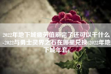 2022年地下城疲劳值刷完了还可以干什么-2022与勇士灵界之石在哪里兑换(2022年地下城年套)