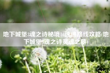 地下城堡3魂之诗秘境16速通路线攻略(地下城堡3魂之诗灵魂之墓)