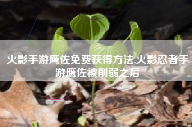 火影手游鹰佐免费获得方法,火影忍者手游鹰佐被削弱之后