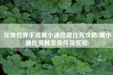 完美世界手游翼小通隐藏任务攻略(翼小通任务触发条件及奖励)