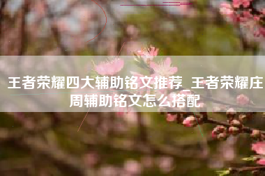 王者荣耀四大辅助铭文推荐_王者荣耀庄周辅助铭文怎么搭配