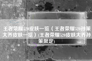 王者荣耀520皮肤一览（王者荣耀520孙策大乔皮肤一览）(王者荣耀520皮肤大乔孙策限定)