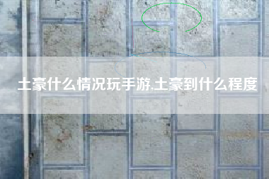 土豪什么情况玩手游,土豪到什么程度