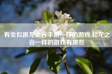有类似跟龙之谷手游一样的游戏,和龙之谷一样的游戏有哪些