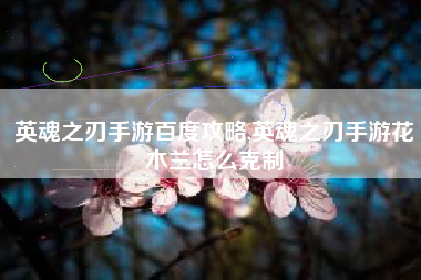 英魂之刃手游百度攻略,英魂之刃手游花木兰怎么克制