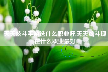 天天炫斗手游选什么职业好,天天炫斗现在什么职业最好