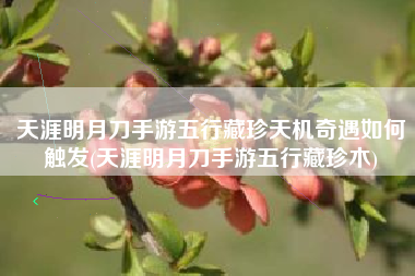 天涯明月刀手游五行藏珍天机奇遇如何触发(天涯明月刀手游五行藏珍木)