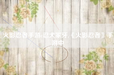火影忍者手游c忍犬冢牙,《火影忍者》手游中