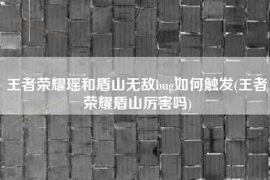 王者荣耀瑶和盾山无敌bug如何触发(王者荣耀盾山厉害吗)