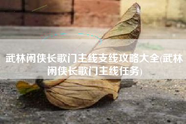 武林闲侠长歌门主线支线攻略大全(武林闲侠长歌门主线任务)
