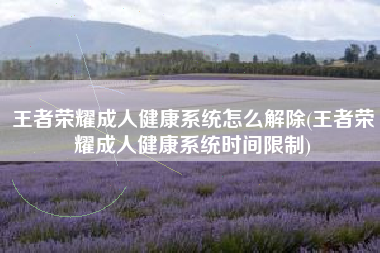 王者荣耀成人健康系统怎么解除(王者荣耀成人健康系统时间限制)