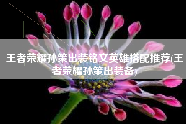 王者荣耀孙策出装铭文英雄搭配推荐(王者荣耀孙策出装备)