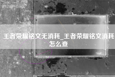 王者荣耀铭文无消耗_王者荣耀铭文消耗怎么查