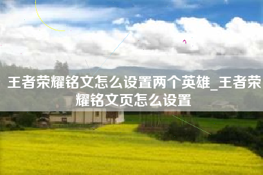 王者荣耀铭文怎么设置两个英雄_王者荣耀铭文页怎么设置