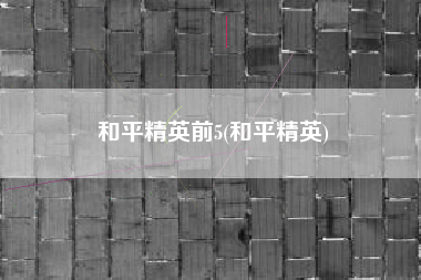 和平精英前5(和平精英)