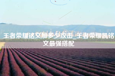 王者荣耀铭文加多少攻击_王者荣耀凯铭文最强搭配