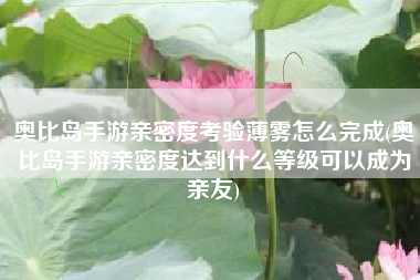 奥比岛手游亲密度考验薄雾怎么完成(奥比岛手游亲密度达到什么等级可以成为亲友)