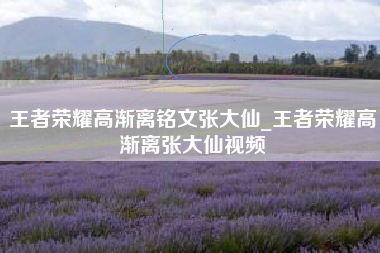 王者荣耀高渐离铭文张大仙_王者荣耀高渐离张大仙视频