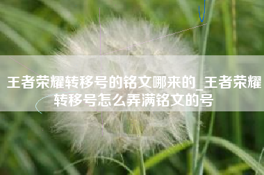王者荣耀转移号的铭文哪来的_王者荣耀转移号怎么弄满铭文的号