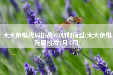 天天象棋残局挑战193期如何过(天天象棋残局挑战7月18日)