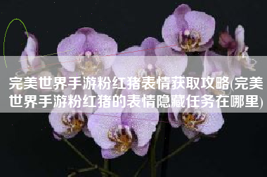 完美世界手游粉红猪表情获取攻略(完美世界手游粉红猪的表情隐藏任务在哪里)