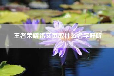 王者荣耀铭文页取什么名字好听