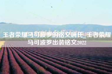 王者荣耀马可波罗的铭文嗨氏_王者荣耀马可波罗出装铭文2022