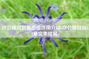 坎公骑冠剑善恶值作用介绍(坎公骑冠剑11章完美结局)