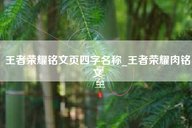 王者荣耀铭文页四字名称_王者荣耀肉铭文