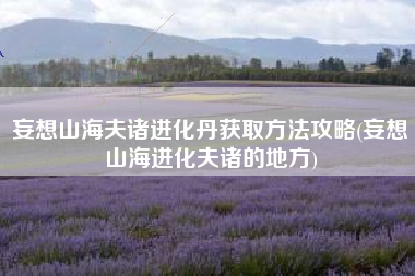 妄想山海夫诸进化丹获取方法攻略(妄想山海进化夫诸的地方)