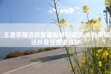 王者荣耀活跃度面板领取铭文(王者荣耀活跃度在哪里领取)