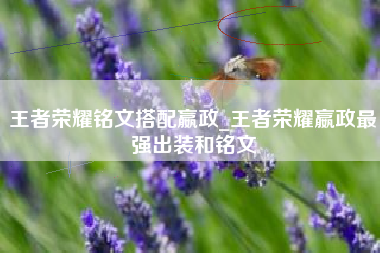 王者荣耀铭文搭配嬴政_王者荣耀嬴政最强出装和铭文