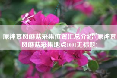 原神慕风蘑菇采集位置汇总介绍 (原神慕风蘑菇采集地点1001无标题)