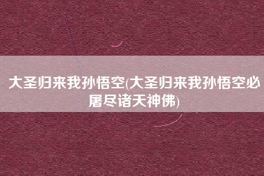 大圣归来我孙悟空(大圣归来我孙悟空必屠尽诸天神佛)