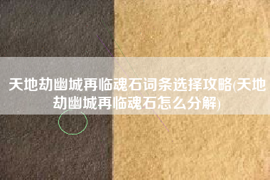 天地劫幽城再临魂石词条选择攻略(天地劫幽城再临魂石怎么分解)